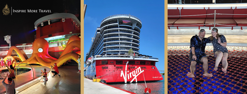 Virgin Voyages PJ Party and Scarlet Night.